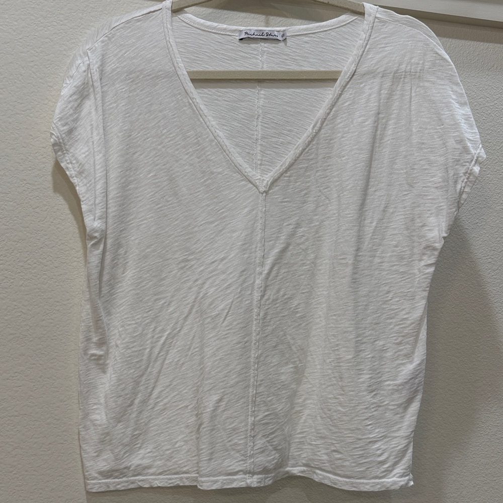 Michael Stars White Short Sleeve V-Neck Tee